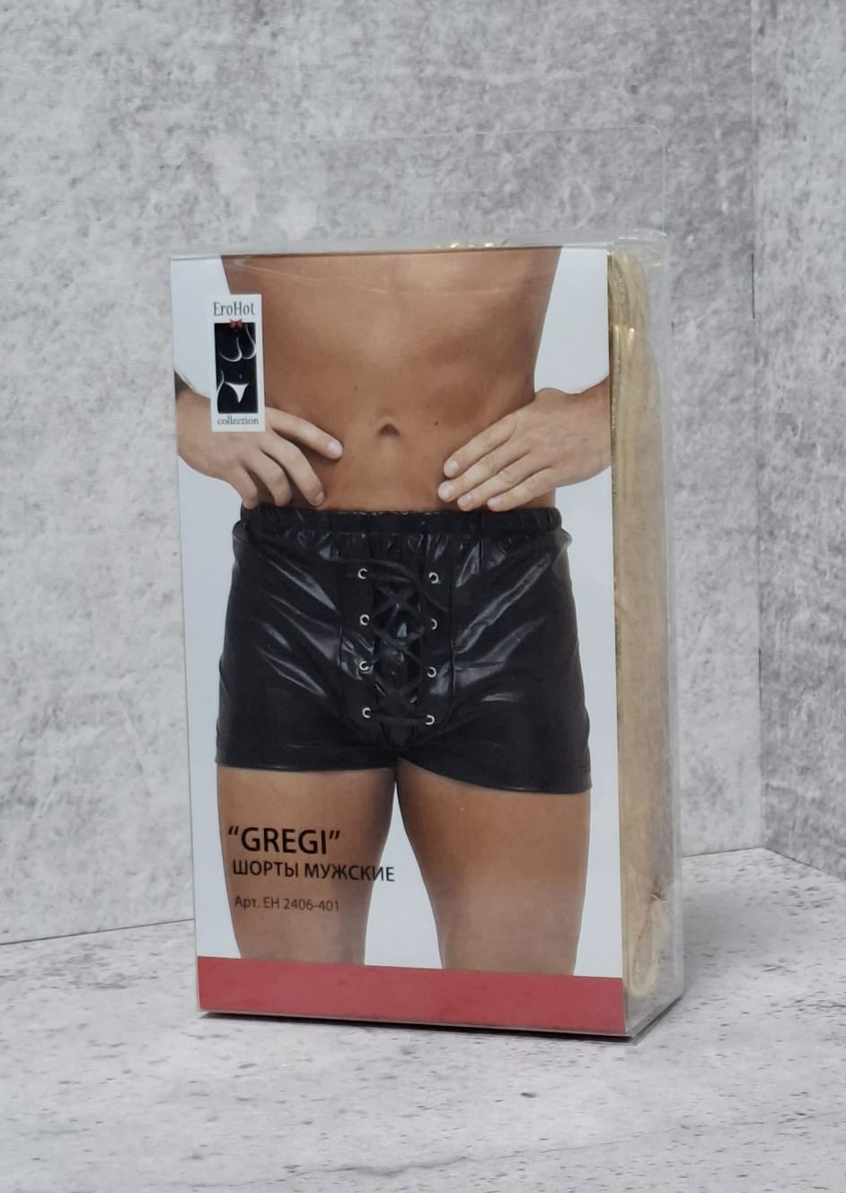 Трусы-шорты мужские "Gregi" со шнуровкой из материала Wetlook золотистые Трусы-шорты мужские "Gregi" со шнуровкой из материала Wetlook золотистые