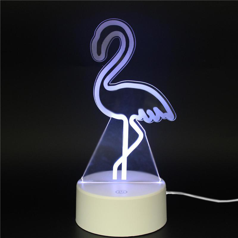 3D светильник многоцветный "Фламинго", от USB
