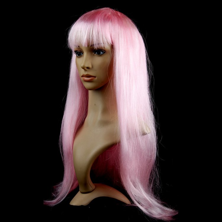Парик с розовыми прямыми длинными волосами