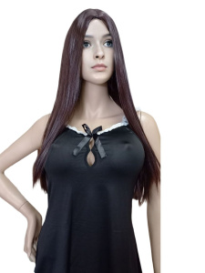 Парик брюнетки с длинными прямыми волосами, без челки