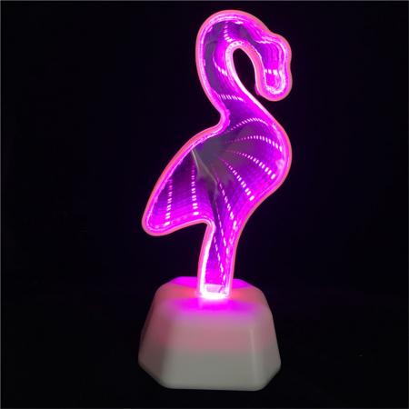 Зеркальный 3D светильник "Фламинго" с эффектом туннеля