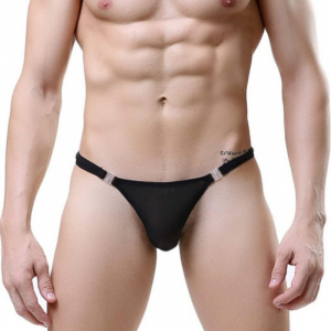 Трусы мужские стринги, черные