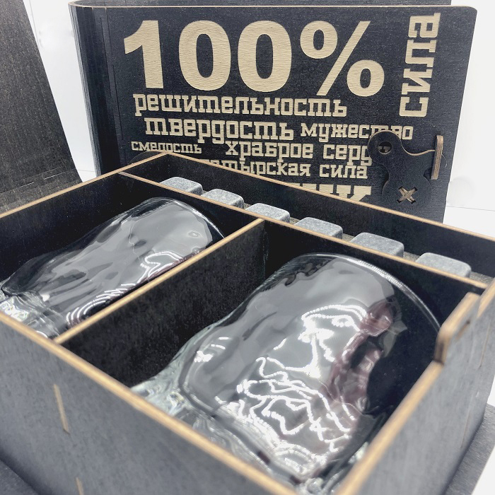 Подарочный набор для виски "100% мужик", на 2 персоны