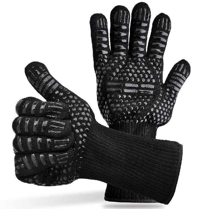 Перчатки для гриля (барбекю) термостойкие высокопрочные черные, 2 шт