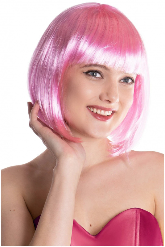 Парик карнавальный розовый, короткие волосы