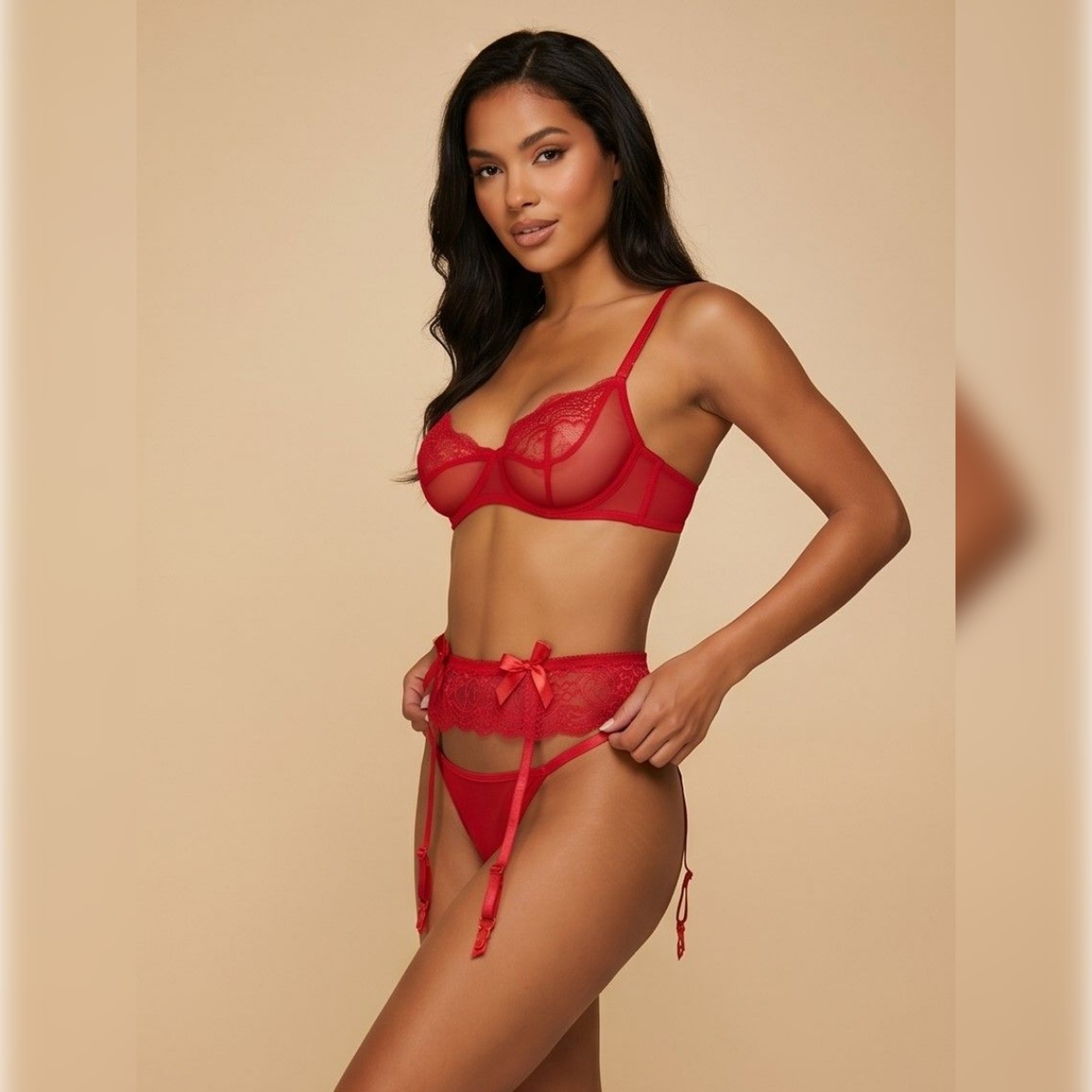 Пояс для чулок "Карис" ("Caris Belt Red") красный
