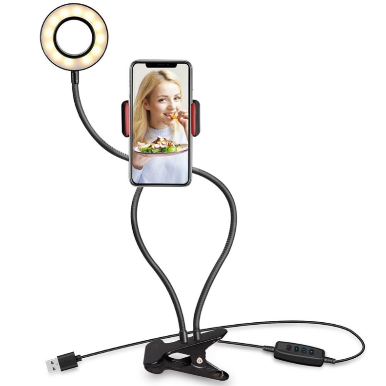 Светодиодная LED лампа с держателем-прищепкой для смартфона Professional Live Stream