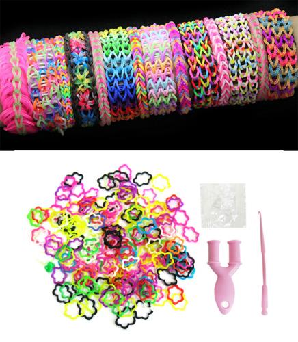 Резиночки для плетения браслетов "Цветочки",  с крючком и станком 