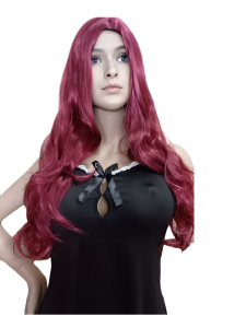 Парик с длинными вьющимися волосами,цвет гранат