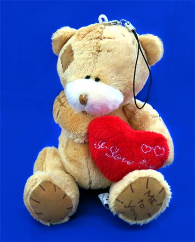 Мишка-подвеска с сердечком "I love you", 11 см