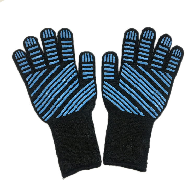 Перчатки для гриля (барбекю) термостойкие высокопрочные синие, 2 шт