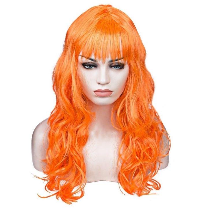 Парик карнавальный оранжевый, с длинными вьющимися волосами