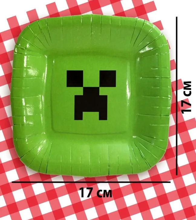 Майнкрафт (Minecraft) Набор посуды (10 стаканов + 10 тарелок)