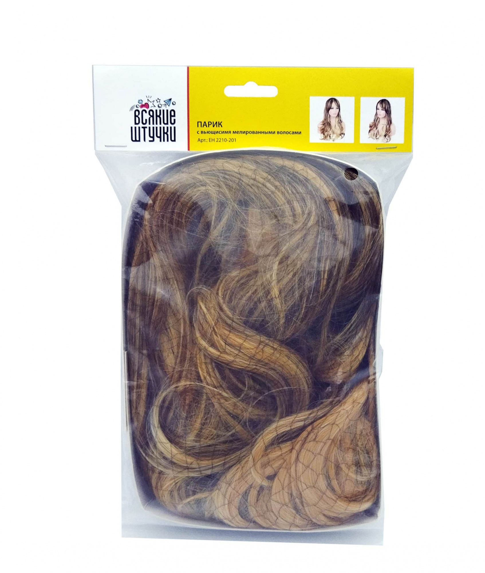 Парик с вьющимися мелированными волосами